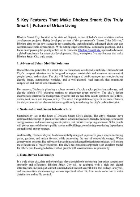 Dholera Smart City Revolutionizing Urban Planning and Design for a ...