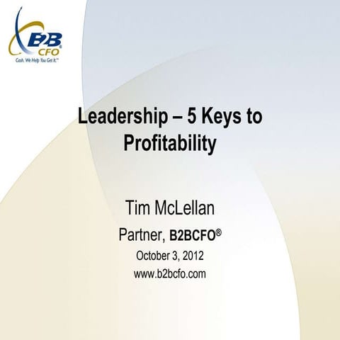 5 Keys to Profitability - Tim Mclellan