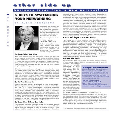 5 Keys To Systemising Your Networking