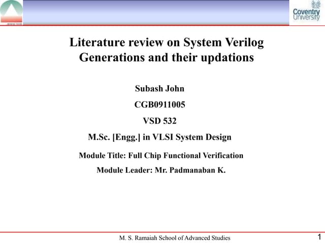 System Verilog 2009 & 2012 enhancements