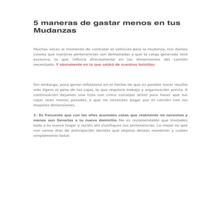 5 maneras de gastar menos en tus mudanzas