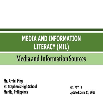 5 Media and Information Source,  Sources of Information, Indigenous Knowledge...
