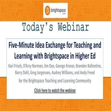 Five Minute Idea Exchange for Teaching and Learning in Higher Education