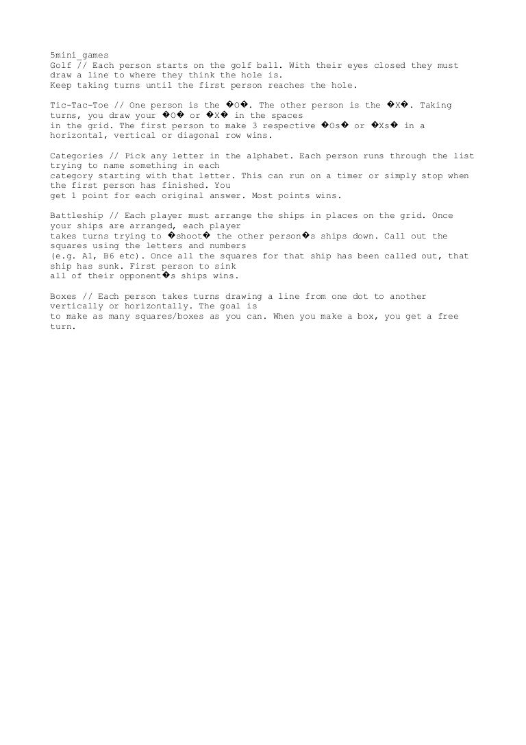 5 Mini Games Rules