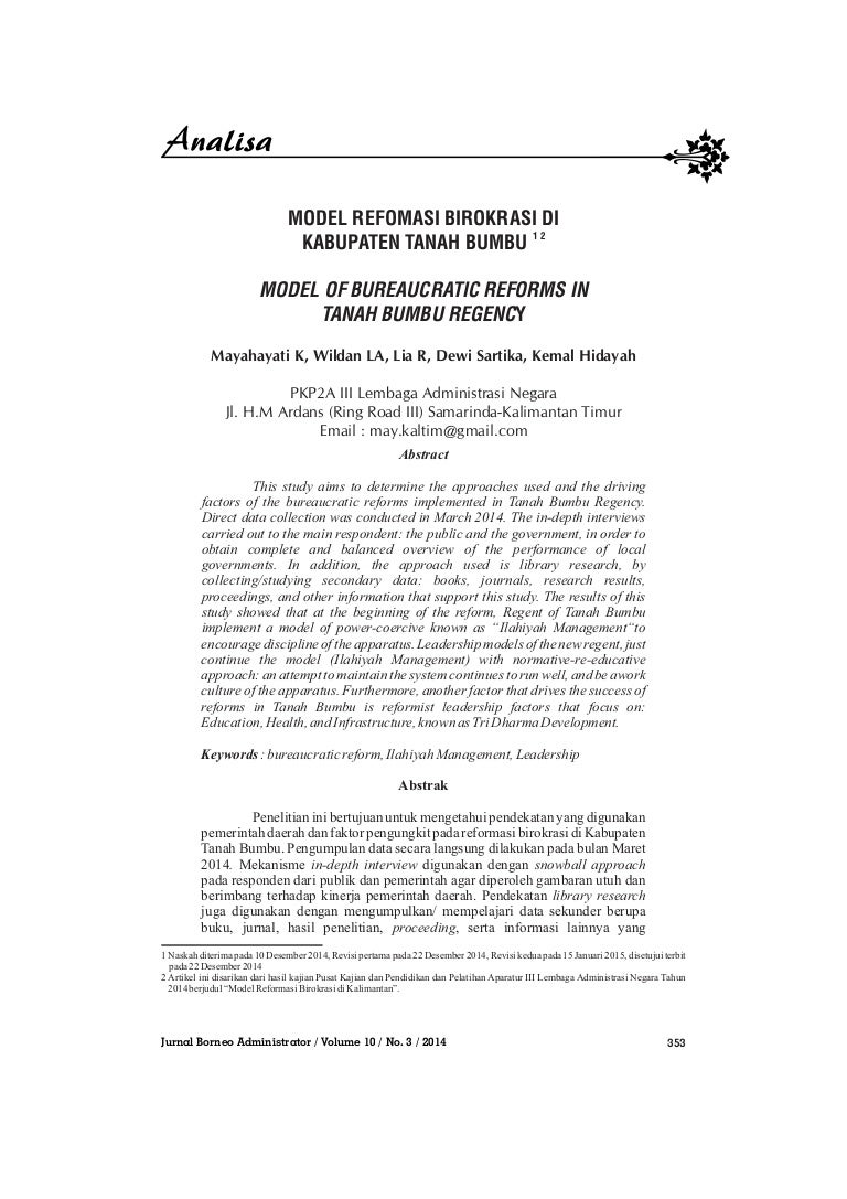 Model Reformasi Birokrasi Di Kabupaten Tanah Bumbu