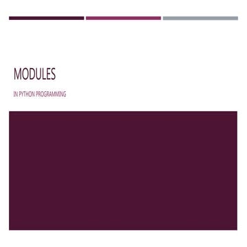 Modules in Python Programming | PPT