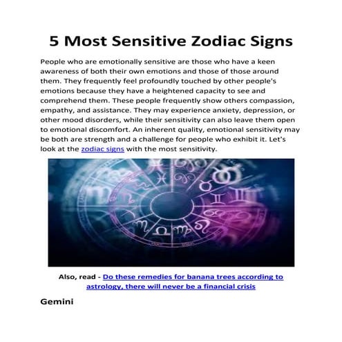 5 Most Sensitive Zodiac Signs.