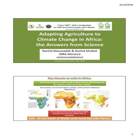 Adapting Agriculture to climate change in Africa: the answers of science