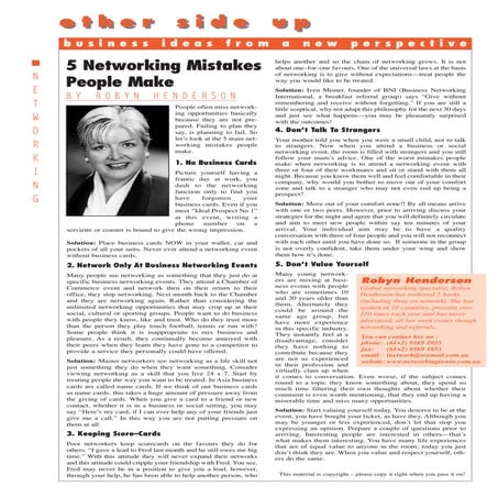 5 Networking Mistakes Poeple Make