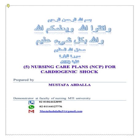 (5) nursing care plans (ncp) for cardiogenic shock