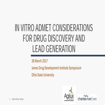In Vitro ADMET Considerations for Drug Discovery and Lead Generation