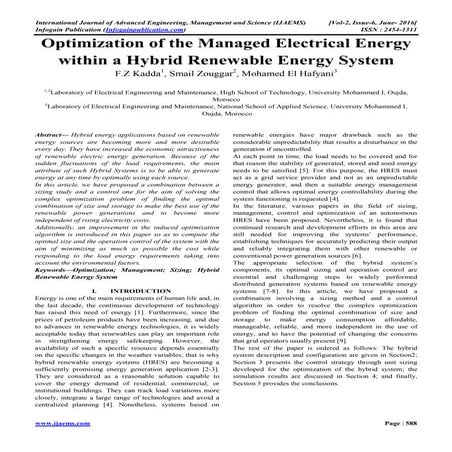 optimization of the managed electrical energy within a hybrid renewable energ...