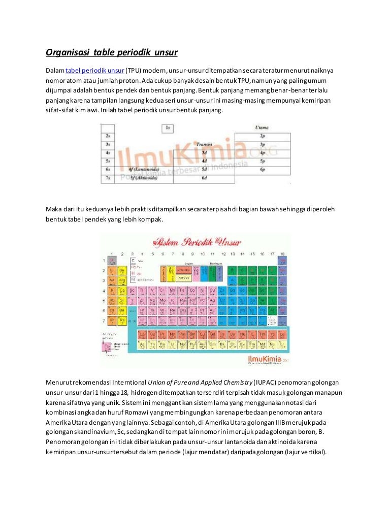 5 Organisasi Table Periodik Unsur
