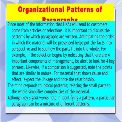 5 Organizational Patterns In Paragraphs