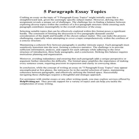 5 Paragraph Essay Topics. Good 5 paragraph essay topics