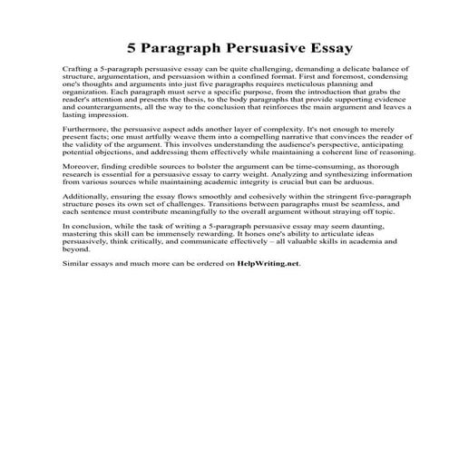 5 Paragraph Persuasive Essay