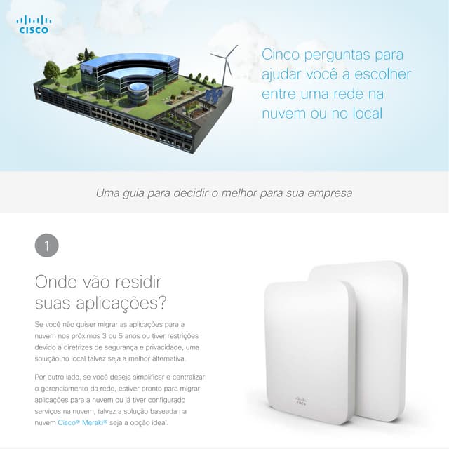 5 perguntas para ajudar você a escolher  uma rede na nuvem ou no local