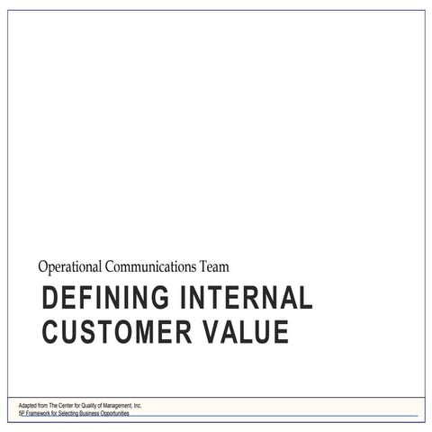 Defining internal customer value
