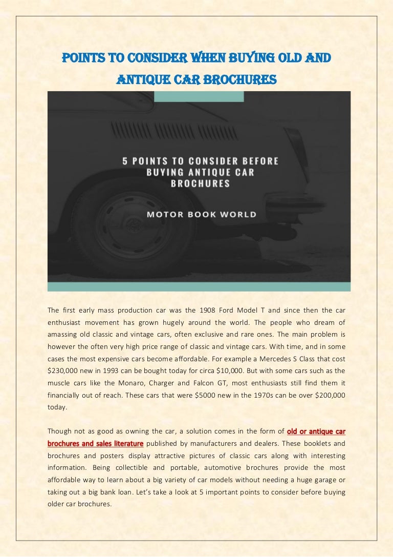 5 Points To Consider Before Buying Antique Car Brochures