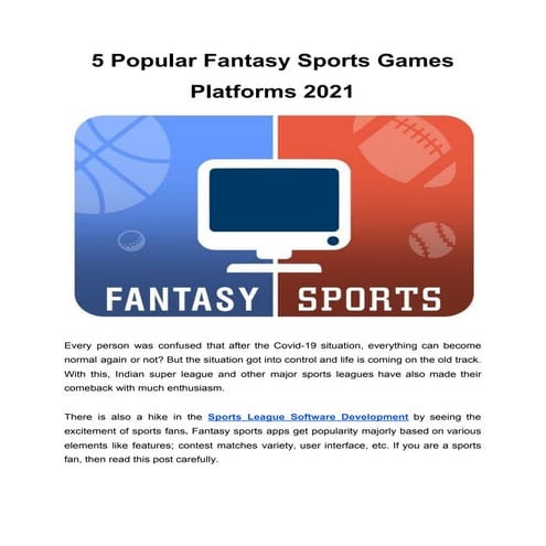 5 popular fantasy sports games platforms 2021