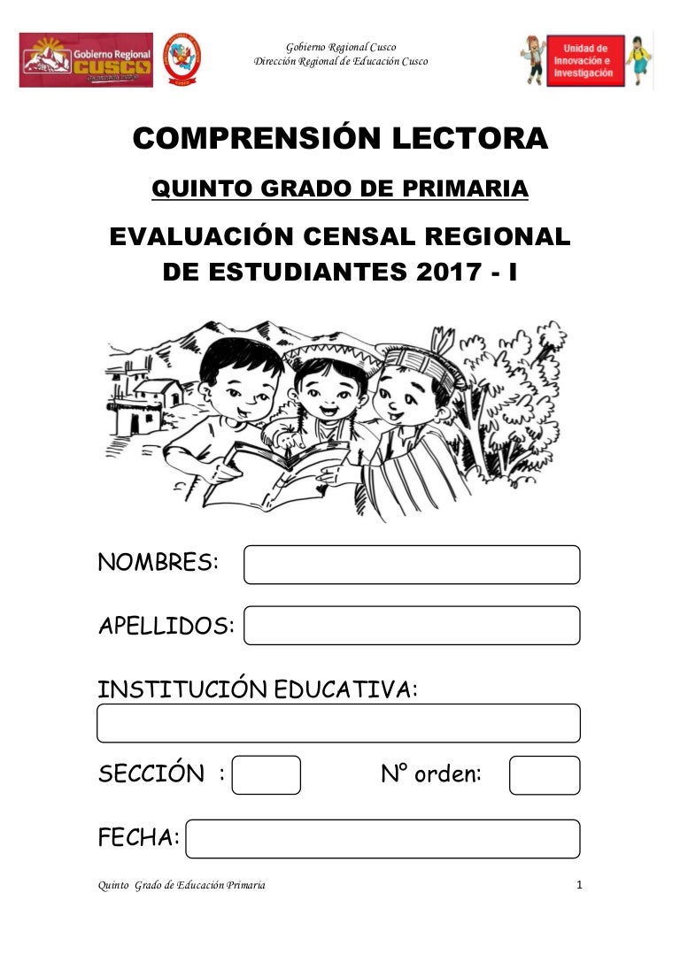 5 Primaria Evaluación Comprensión De Textos