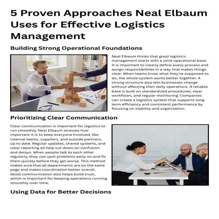5 Proven Approaches Neal Elbaum Uses for Effective Logistics Management ...
