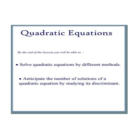 5) quadratic equations