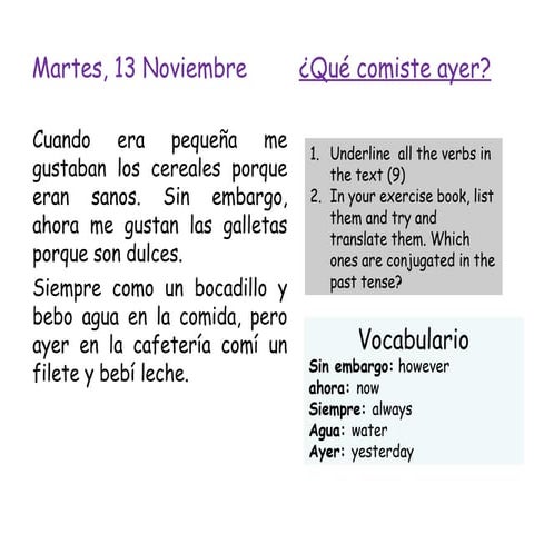 ¿Qué comiste y bebiste ayer? | PPT