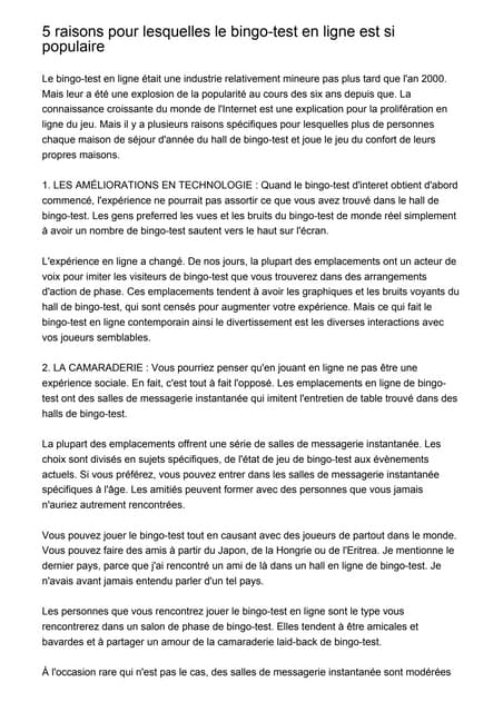 jeu du bingo