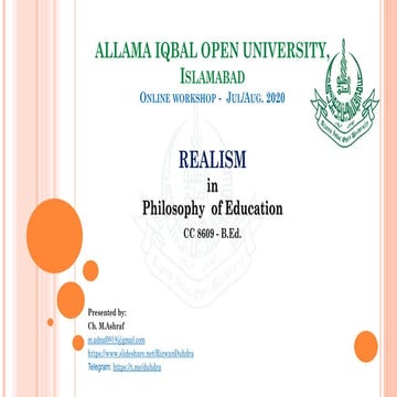 REALISM in Philosophy of Education