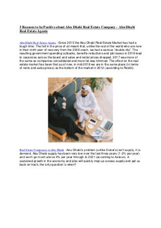 5 reasons to be positive about Abu Dhabi Real Estate Company - Abu Dhabi Real Estate Agents