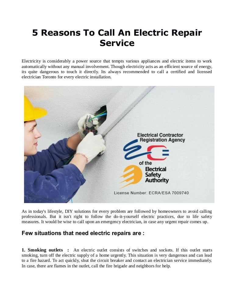 5 Reasons To Call An Electric Repair Service