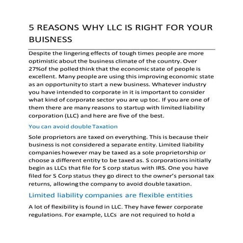 Limited Liability Companies: Structure and Advantages | PPTX