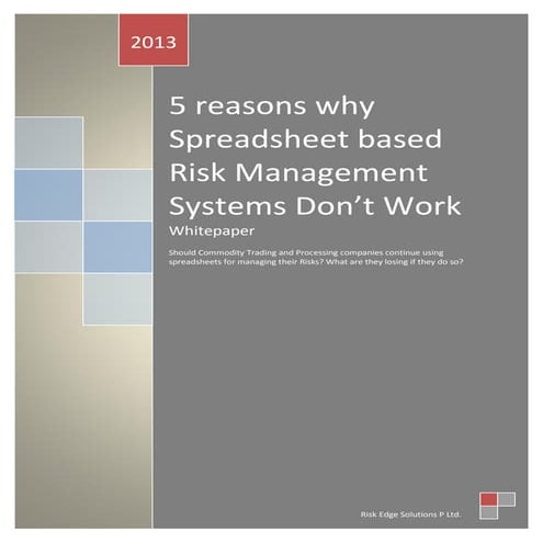 5 reasons why spreadsheet based risk management systems don’t work