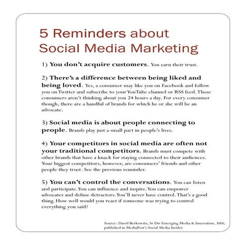 Five Reminders about Social Media Marketing