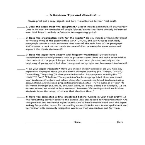5 revision tips and checklist
