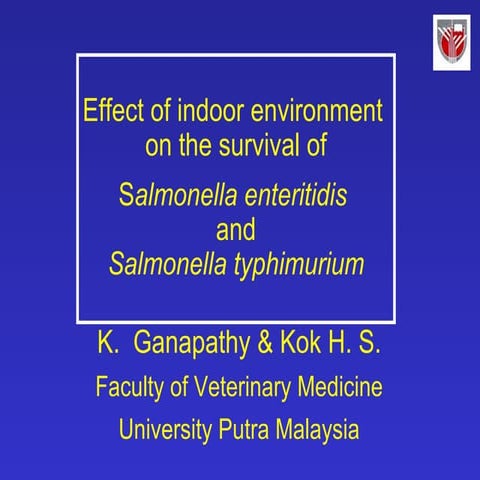 Salmonella Water. Malaysia