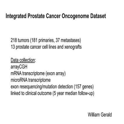NY Prostate Cancer Conference - C.L. Sawyers - Session 1:  Gene copy number a...