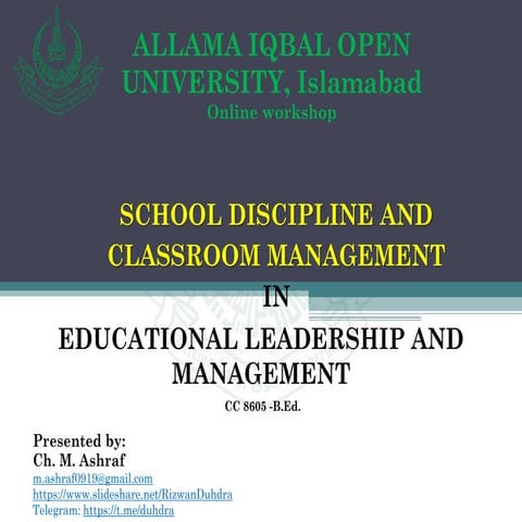 School Discipline and Classroom Management