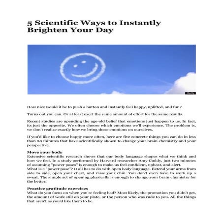 5 Scientific Ways to Instantly Brighten Your Day