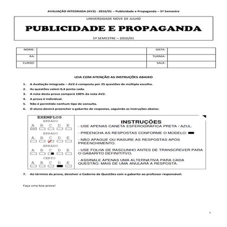 5 semestre integrada gabarito