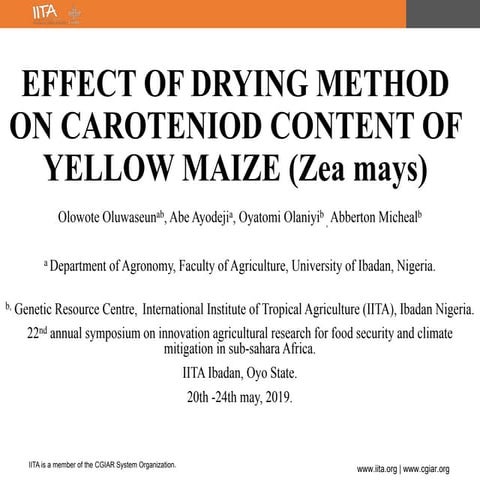 5 seun olowote effect of drying method on caroteniod content of yellow maize