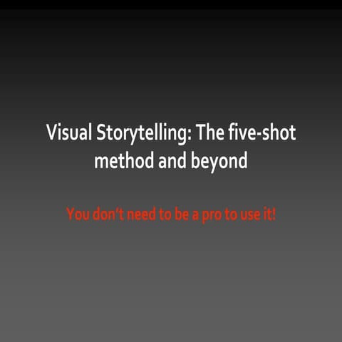 Shooting better video, Introduction to 5 shot method