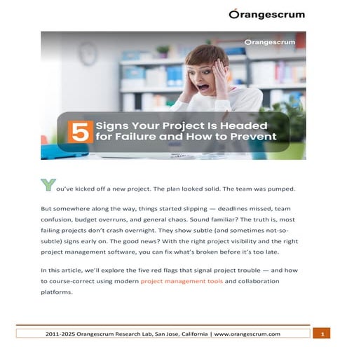 5 Signs Your Project Is Headed for Failure and How to Prevent