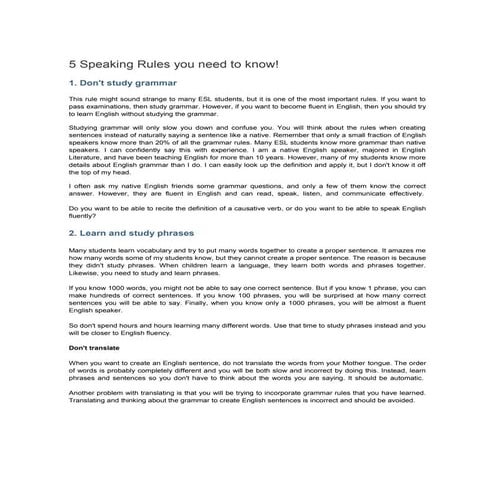 5 speaking rules you need to know