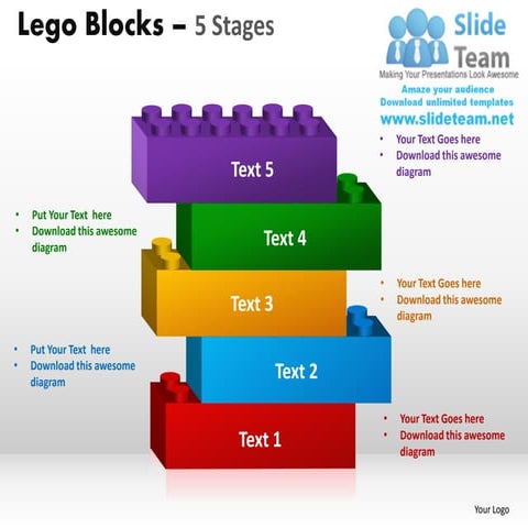 5 stages lego blocks powerpoint slides ppt templates