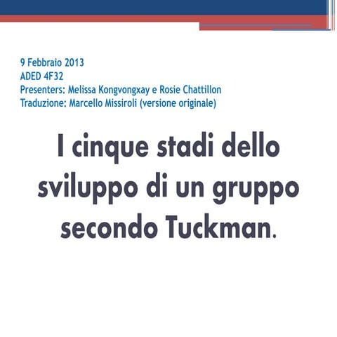 5 stadi dello sviluppo di un gruppo