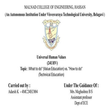 What to do value education PPT on human being universal human values | PDF