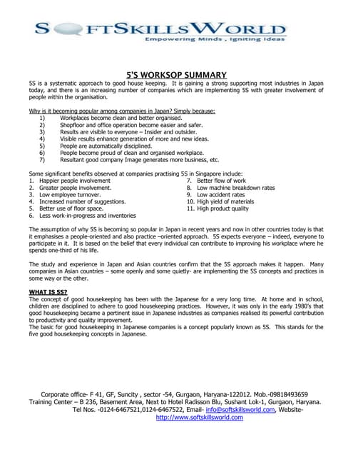5's workshop summary