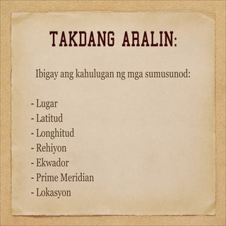 5 TEMA NG HEOGRAPIYA